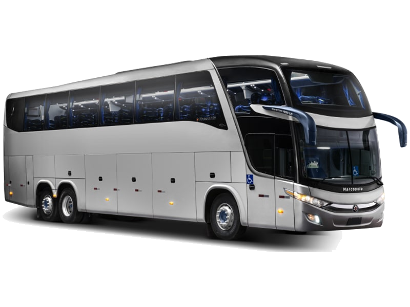 Modern coach traveling through South African landscape - Group transport service